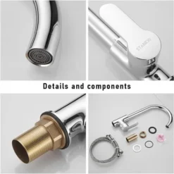 STANEW Robinet Cuisine Rotatif à 360°, Robinet Mitigeur Aérateur Démontable, Chaude Et Froide Réglable, Cuivre Comme Corps Principal, Chrome -Promos Gout Cuisine Boutique 90280780 4