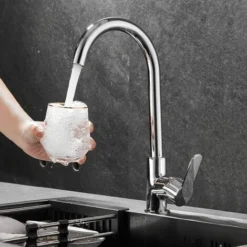 STANEW Robinet Cuisine Rotatif à 360°, Robinet Mitigeur Aérateur Démontable, Chaude Et Froide Réglable, Cuivre Comme Corps Principal, Chrome -Promos Gout Cuisine Boutique 90280780 5