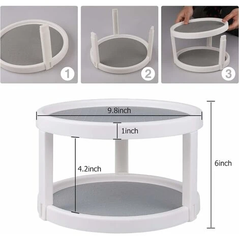 Étagère à épices à Plateau Tournant De 10 Po à 2 étages, étagère à épices Rotative Pour Cuisine, Garde-manger, Salle De Bain 3 Étagère à épices à Plateau Tournant De 10 Po à 2 étages, étagère à épices Rotative Pour Cuisine, Garde-manger, Salle De Bain – Image 3