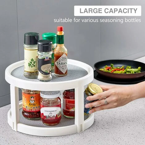 Étagère à épices à Plateau Tournant De 10 Po à 2 étages, étagère à épices Rotative Pour Cuisine, Garde-manger, Salle De Bain 4 Étagère à épices à Plateau Tournant De 10 Po à 2 étages, étagère à épices Rotative Pour Cuisine, Garde-manger, Salle De Bain – Image 4