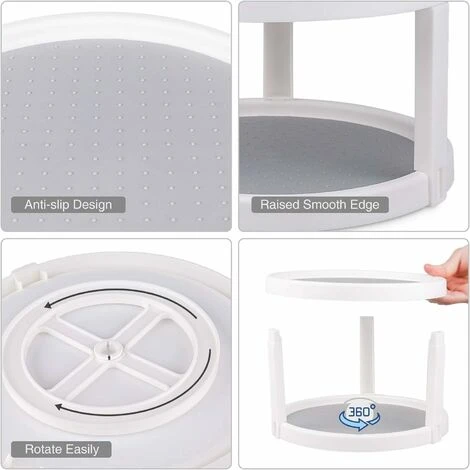 Étagère à épices à Plateau Tournant De 10 Po à 2 étages, étagère à épices Rotative Pour Cuisine, Garde-manger, Salle De Bain 5 Étagère à épices à Plateau Tournant De 10 Po à 2 étages, étagère à épices Rotative Pour Cuisine, Garde-manger, Salle De Bain – Image 5