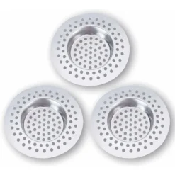 RHAFAYRE Filtre Evier Cuisine INOX (Lot De 3) - Attrape Cheveux Douche 7,5 X 7,5 Cm, Filtre Cheveux Douche 90 Trous, Grille Evier Cuisine,Accessoire Cuisine,Salle De Bain, Cuisine