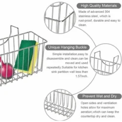 Aunrtb PFETSELL Porte-éponge De Cuisine En Acier Inoxydable Pour évier De Cuisine Panier à Suspendre Savon Vaisselle Égouttoir à Liquide Panier égouttoir Pour éponge/Bouchon D'évier/Savon/Brosse/Acces 7 Aunrtb PFETSELL Porte-éponge De Cuisine En Acier Inoxydable Pour évier De Cuisine Panier à Suspendre Savon Vaisselle Égouttoir à Liquide Panier égouttoir Pour éponge/Bouchon D'évier/Savon/Brosse/Acces -Promos Gout Cuisine Boutique 90525309 3