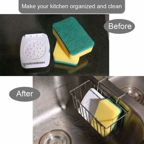 Aunrtb PFETSELL Porte-éponge De Cuisine En Acier Inoxydable Pour évier De Cuisine Panier à Suspendre Savon Vaisselle Égouttoir à Liquide Panier égouttoir Pour éponge/Bouchon D'évier/Savon/Brosse/Acces 4 Aunrtb PFETSELL Porte-éponge De Cuisine En Acier Inoxydable Pour évier De Cuisine Panier à Suspendre Savon Vaisselle Égouttoir à Liquide Panier égouttoir Pour éponge/Bouchon D'évier/Savon/Brosse/Acces – Image 4