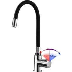 Soogesla Mitigeur De Cuisine Avec Tuyau En Silicone Flexible Et Malléable à 360 ° Pivotant En Acier Inoxydable Robinet Mitigeur De Cuisine En Laiton Chromé Mitigeur Pour évier De Cuisine