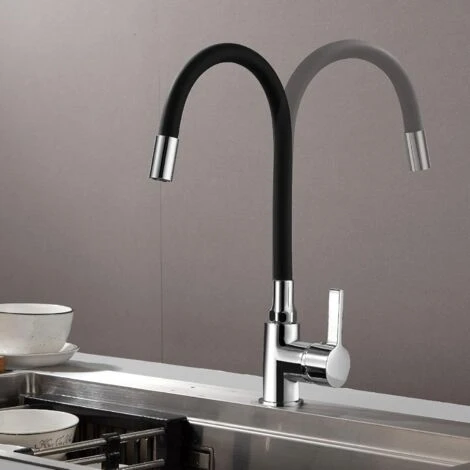 Soogesla Mitigeur De Cuisine Avec Tuyau En Silicone Flexible Et Malléable à 360 ° Pivotant En Acier Inoxydable Robinet Mitigeur De Cuisine En Laiton Chromé Mitigeur Pour évier De Cuisine 3 Soogesla Mitigeur De Cuisine Avec Tuyau En Silicone Flexible Et Malléable à 360 ° Pivotant En Acier Inoxydable Robinet Mitigeur De Cuisine En Laiton Chromé Mitigeur Pour évier De Cuisine – Image 3