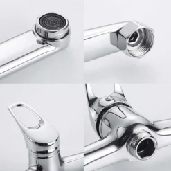 Robinet De Cuisine Mural Robinet Mural Montage Mural Robinet D'évier Robinet De Cuisine Mitigeur Monocommande Avec Version Longue Rotative à 360 ° Pour Cuisine Chrome -Promos Gout Cuisine Boutique 90599101 4