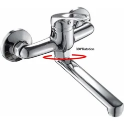 Robinet De Cuisine Mural Robinet Mural Montage Mural Robinet D'évier Robinet De Cuisine Mitigeur Monocommande Avec Version Longue Rotative à 360 ° Pour Cuisine Chrome -Promos Gout Cuisine Boutique 90599101 5