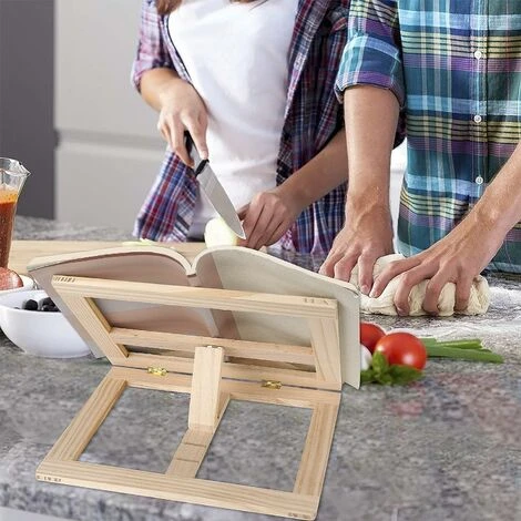 Support De Lecture Pour Livre De Recette De Cuisine, Porte-Livre Avec 2 Supports De Page En Métal, Pliable Et Réglable Repose-Livre Et Tablette En Bois, Idéal Pour IPad Ou Tablet 2 Support De Lecture Pour Livre De Recette De Cuisine, Porte-Livre Avec 2 Supports De Page En Métal, Pliable Et Réglable Repose-Livre Et Tablette En Bois, Idéal Pour IPad Ou Tablet – Image 2