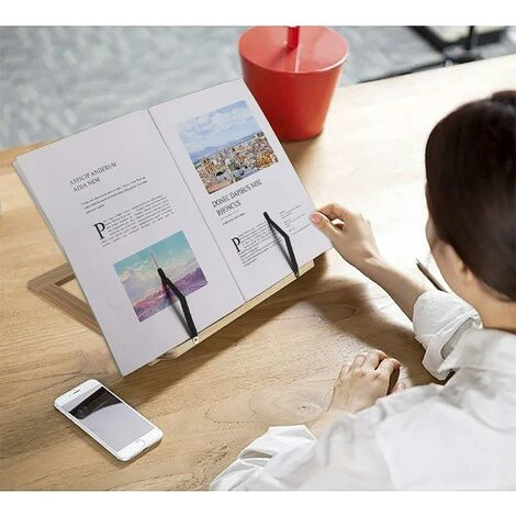 Support De Lecture Pour Livre De Recette De Cuisine, Porte-Livre Avec 2 Supports De Page En Métal, Pliable Et Réglable Repose-Livre Et Tablette En Bois, Idéal Pour IPad Ou Tablet 3 Support De Lecture Pour Livre De Recette De Cuisine, Porte-Livre Avec 2 Supports De Page En Métal, Pliable Et Réglable Repose-Livre Et Tablette En Bois, Idéal Pour IPad Ou Tablet – Image 3