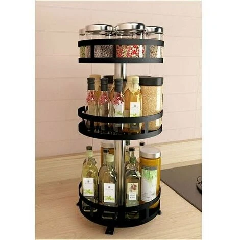 UNOIU Noir Plateau Tournant Placard Cuisine,Etagere A Epices Plateau Pivotant En Métal,Tourniquet A Epices Rond,360 Degrés Rotatif 1 UNOIU Noir Plateau Tournant Placard Cuisine,Etagere A Epices Plateau Pivotant En Métal,Tourniquet A Epices Rond,360 Degrés Rotatif