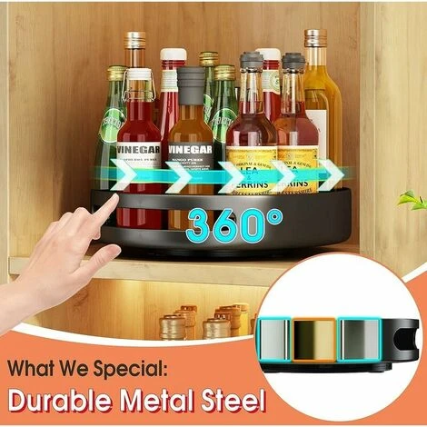 Plateau Rotatif Rotatif étagère à épices Métal Acier Rotatif Cuisine étagère à épices Stockage épices Armoires De Cuisine Stockage 12" Noir 2 Plateau Rotatif Rotatif étagère à épices Métal Acier Rotatif Cuisine étagère à épices Stockage épices Armoires De Cuisine Stockage 12" Noir – Image 2