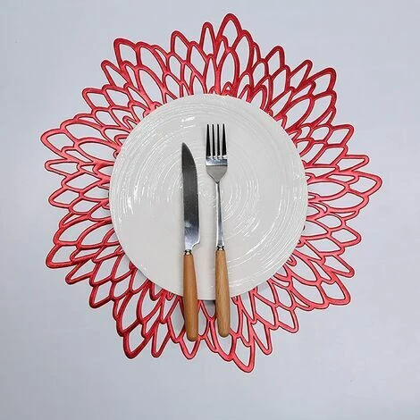 6 Pièces Napperon De Table Noir, Set De Table Rond évidé, Napperons Ronds Tapis De Table En Plastique, Utilisé Pour L'isolation Thermique De L'assiette Et De La Décoration De Table (Rouge) 4 6 Pièces Napperon De Table Noir, Set De Table Rond évidé, Napperons Ronds Tapis De Table En Plastique, Utilisé Pour L'isolation Thermique De L'assiette Et De La Décoration De Table (Rouge) – Image 4