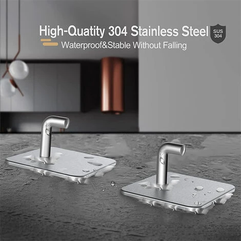 5 Pièces Crochet Adhesif Argent Crochet Mural En Acier Inoxydable Antirouille, Résistant à L'huile Et étanche Sans Perçage Porte Serviette Ventouse 3 5 Pièces Crochet Adhesif Argent Crochet Mural En Acier Inoxydable Antirouille, Résistant à L'huile Et étanche Sans Perçage Porte Serviette Ventouse – Image 3