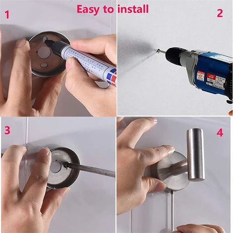 Set De 2 Crochets Noirs Pour Serviettes, Peignoirs, Chapeaux, Salle De Bain 304 Crochets Muraux 4 Set De 2 Crochets Noirs Pour Serviettes, Peignoirs, Chapeaux, Salle De Bain 304 Crochets Muraux – Image 4