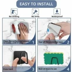 6 Pcs Porte éponge En Acier Inoxydable Support Eponge Support éponge Cuisine Auto-Adhésif,Support Eponge Evier Cuisine,Couvercle,Support De Planche à Découper Pour L'organisation De La Cuisine (Noir) -Promos Gout Cuisine Boutique 91373482 3