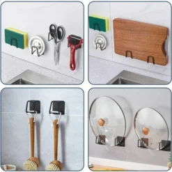 6 Pcs Porte éponge En Acier Inoxydable Support Eponge Support éponge Cuisine Auto-Adhésif,Support Eponge Evier Cuisine,Couvercle,Support De Planche à Découper Pour L'organisation De La Cuisine (Noir) -Promos Gout Cuisine Boutique 91373482 4