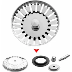 Bouchon évier Cuisine, Filtre à évier De Cuisine En Acier Inoxydable, Bouchon De Panier En Acier Inoxydable, Filtre évier Pour Bonde évier Cuisine (diamètre: 84mm) -Promos Gout Cuisine Boutique 91415752 5