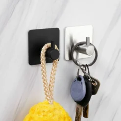 4 Pièces Crochet Adhésif 3M, Crochet Adhésif Mural De Salle De Bains, Accroche Torchon Cuisine, Accroche Tableau Sans Percer, Crochet Autocollant Adhesif Acier Inox, Noir -Promos Gout Cuisine Boutique 91804716 5