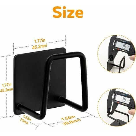 Support Pour éponge Crochet Pour éponge à Vaisselle En Acier Inoxydable 304, Adhésif - Accessoires Pour évier - Crochet Adhésif, Rangement De La Cuisine Et La Salle De Bain (2PACK, Noir) 2 Support Pour éponge Crochet Pour éponge à Vaisselle En Acier Inoxydable 304, Adhésif - Accessoires Pour évier - Crochet Adhésif, Rangement De La Cuisine Et La Salle De Bain (2PACK, Noir) – Image 2