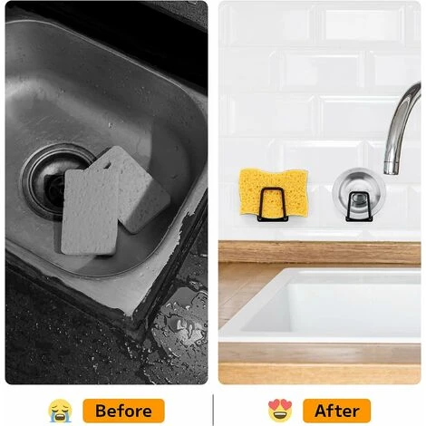 Support Pour éponge Crochet Pour éponge à Vaisselle En Acier Inoxydable 304, Adhésif - Accessoires Pour évier - Crochet Adhésif, Rangement De La Cuisine Et La Salle De Bain (2PACK, Noir) 4 Support Pour éponge Crochet Pour éponge à Vaisselle En Acier Inoxydable 304, Adhésif - Accessoires Pour évier - Crochet Adhésif, Rangement De La Cuisine Et La Salle De Bain (2PACK, Noir) – Image 4