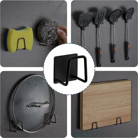 Support Pour éponge Crochet Pour éponge à Vaisselle En Acier Inoxydable 304, Adhésif - Accessoires Pour évier - Crochet Adhésif, Rangement De La Cuisine Et La Salle De Bain (2PACK, Noir) 5 Support Pour éponge Crochet Pour éponge à Vaisselle En Acier Inoxydable 304, Adhésif - Accessoires Pour évier - Crochet Adhésif, Rangement De La Cuisine Et La Salle De Bain (2PACK, Noir) – Image 5