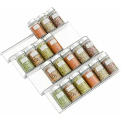Niveaux – Range épices Extensible En PVC Pour Le Tiroir De Cuisine – Rangement De Tiroir Pour épices, Condiments, Aromates, Etc. Transparent