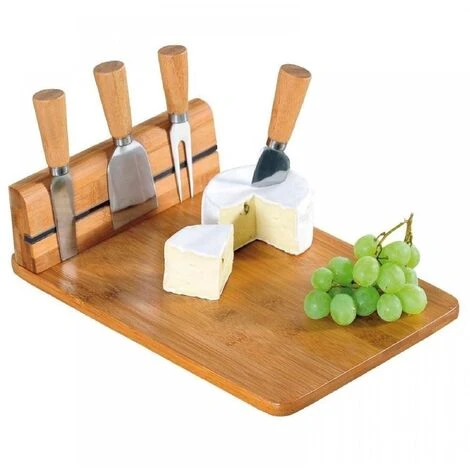 Excellent Houseware Planche à Fromage Avec 4 Couteaux - Bamboo 2 Excellent Houseware Planche à Fromage Avec 4 Couteaux - Bamboo – Image 2