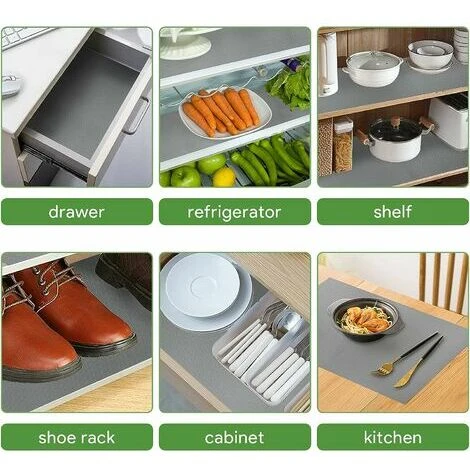 Tapis Fond De Tiroir, Gris Antiderapant Non-adhésif DIY, Tapis De Refrigerateur Placard Etagere Frigo, EVA Plastique Protection Pour Sous Evier Cuisine 0.45×1.5m WHWY 2 Tapis Fond De Tiroir, Gris Antiderapant Non-adhésif DIY, Tapis De Refrigerateur Placard Etagere Frigo, EVA Plastique Protection Pour Sous Evier Cuisine 0.45×1.5m WHWY – Image 2