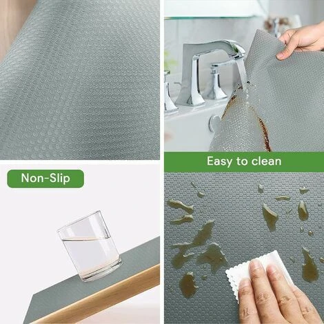 Tapis Fond De Tiroir, Gris Antiderapant Non-adhésif DIY, Tapis De Refrigerateur Placard Etagere Frigo, EVA Plastique Protection Pour Sous Evier Cuisine 0.45×1.5m WHWY 3 Tapis Fond De Tiroir, Gris Antiderapant Non-adhésif DIY, Tapis De Refrigerateur Placard Etagere Frigo, EVA Plastique Protection Pour Sous Evier Cuisine 0.45×1.5m WHWY – Image 3