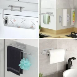 Support Pour Papier Essuie Porte-Rouleau De Cuisine Auto-Adhésif Porte-Papier De Cuisine En Acier Inoxydable Porte-papier Pour La Cuisine Et Les Deux Pièces -Promos Gout Cuisine Boutique 92400521 5