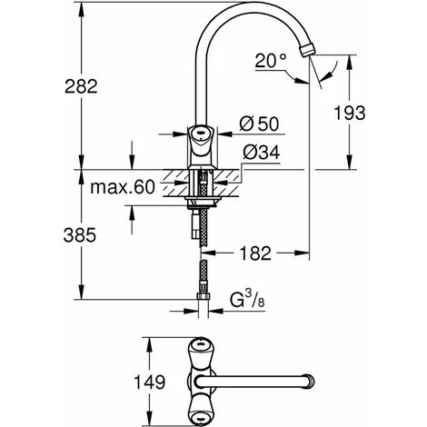 Grohe Costa S - Mitigeur D’évier, Chrome 31067001 2 Grohe Costa S - Mitigeur D’évier, Chrome 31067001 – Image 2