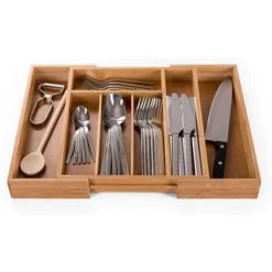 Range Couverts - Range Tiroir Bambou Extensible - 5 à 7 Compartiments