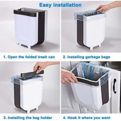 Kitchen Poubelle Pliable Wall Mounted Pour Voiture Bureau à Domicile 9L (Blanc) -Promos Gout Cuisine Boutique 92592837 3