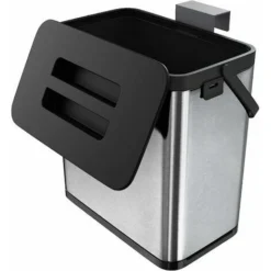 Poubelle Cuisine Suspendue Au Mur Et Aux Portes D'Armoires Poubelle Cuisine Mur Et Armoire Poubelle Anti-Empreintes Digitales En Acier Inoxydable Avec Seau En Plastique, 3 L, Argent