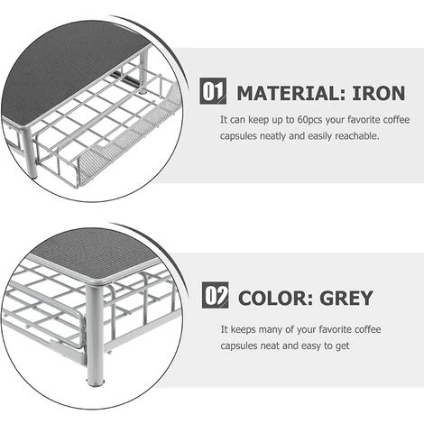Porte Capsule De Café, Tiroir Porte Capsule De Café, Support De Tiroir De Rangement Pour Capsules De Café, Pour 60 Capsules - Noir Principal Et Argent Secondaire 3 Porte Capsule De Café, Tiroir Porte Capsule De Café, Support De Tiroir De Rangement Pour Capsules De Café, Pour 60 Capsules - Noir Principal Et Argent Secondaire – Image 3