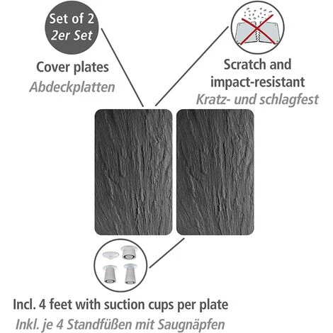 Protection Plaque De Cuisson, «Ardoise», Plaque De Protection Induction, Gazinière, Vitrocéramique, Verre Trempé, Lot De 2, 30x52 Cm 2 Protection Plaque De Cuisson, «Ardoise», Plaque De Protection Induction, Gazinière, Vitrocéramique, Verre Trempé, Lot De 2, 30x52 Cm – Image 2