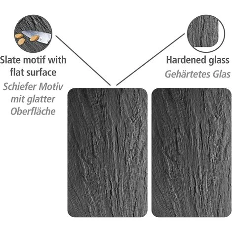Protection Plaque De Cuisson, «Ardoise», Plaque De Protection Induction, Gazinière, Vitrocéramique, Verre Trempé, Lot De 2, 30x52 Cm 3 Protection Plaque De Cuisson, «Ardoise», Plaque De Protection Induction, Gazinière, Vitrocéramique, Verre Trempé, Lot De 2, 30x52 Cm – Image 3