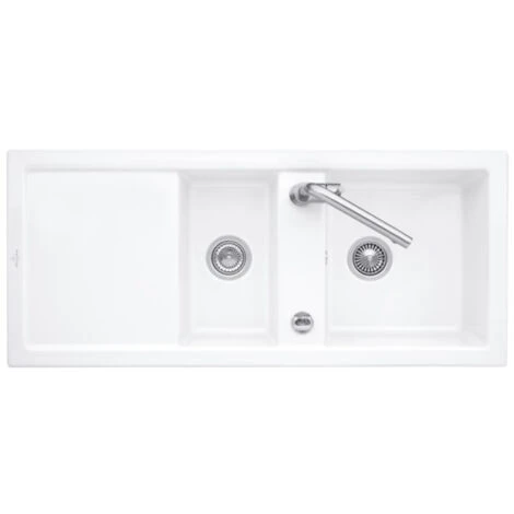 Villeroy & Boch Evier Cuisine Villeroy Et Boch 1 Bac Et Demi Avec Egouttoir Subway Pure 80 116 X 51 Cm Blanc - Vidage Automatique Inclus 1 Villeroy & Boch Evier Cuisine Villeroy Et Boch 1 Bac Et Demi Avec Egouttoir Subway Pure 80 116 X 51 Cm Blanc - Vidage Automatique Inclus