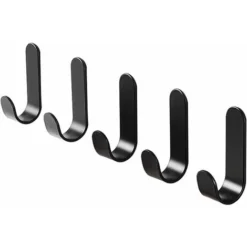 Lot De 5 Crochets Autocollants Pour Serviette - Sans Perçage - En Acier Inoxydable - Idéal Pour Salle De Bain, Salle De Bain, Cuisine, Bureau (noir)