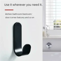 Lot De 5 Crochets Autocollants Pour Serviette - Sans Perçage - En Acier Inoxydable - Idéal Pour Salle De Bain, Salle De Bain, Cuisine, Bureau (noir) -Promos Gout Cuisine Boutique 92929265 4