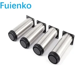 None Pied De Meuble Acier Inoxydable Réglable 5x15cm Argent Et Noir 4pcs