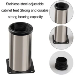 None Pied De Meuble Acier Inoxydable Réglable 5x15cm Argent Et Noir 4pcs -Promos Gout Cuisine Boutique 92994504 3