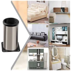 None Pied De Meuble Acier Inoxydable Réglable 5x15cm Argent Et Noir 4pcs -Promos Gout Cuisine Boutique 92994504 4