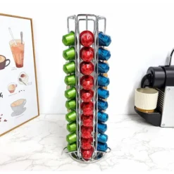 Support à Capsules à Café Compatible Avec Nespresso, Porte Capsules Distributeur Présentoir Rotatif Pour 60 Capsules, Argent 9 Support à Capsules à Café Compatible Avec Nespresso, Porte Capsules Distributeur Présentoir Rotatif Pour 60 Capsules, Argent -Promos Gout Cuisine Boutique 93257530 5