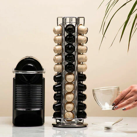 Porte-Capsules De Café Compatible Avec Nespresso (60 X Capsules) - Supports Pour Capsules De Café - Argent 1 Porte-Capsules De Café Compatible Avec Nespresso (60 X Capsules) - Supports Pour Capsules De Café - Argent