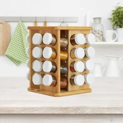 Carrousel Bambou, 32 Pots Verre, Présentoir à épices, Organiseur Rotatif, Rangement Cuisine, Nature, Naturel 7 Carrousel Bambou, 32 Pots Verre, Présentoir à épices, Organiseur Rotatif, Rangement Cuisine, Nature, Naturel -Promos Gout Cuisine Boutique 93269798 3