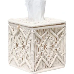 Boîte à MouchoirsPorte-mouchoirs En Papier Rectangulaire Avec Boucle De Perles Organisateur De Mouchoirs En Papier Décoration D'intérieur-carré