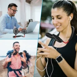 Ventilateur Portatif USB Pour La Nuque Avec Batterie Pour Recharger Mini Ventilateur Avec Col LED Pour L'extérieur Petit Ventilateur, Noir , Taille Unique -Promos Gout Cuisine Boutique 93444792 5