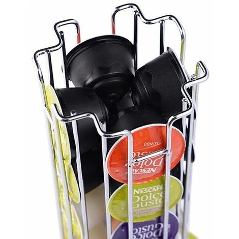 Support à Capsules à Café Dolce Gusto, Porte Capsules Distributeur Présentoir Rotatif Pour 24 Capsules, Supports Rangement Dolce Gusto, 360 Degrés Rotable Range Capsule, Chrome, élégant Et St 2 Support à Capsules à Café Dolce Gusto, Porte Capsules Distributeur Présentoir Rotatif Pour 24 Capsules, Supports Rangement Dolce Gusto, 360 Degrés Rotable Range Capsule, Chrome, élégant Et St – Image 2